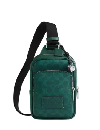 Coach Racer Sling Pack In Signature Canvas With Charms Sea Green