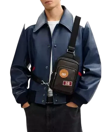 Coach Racer Sling Pack In Signature Canvas With Patches Black