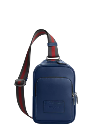Coach Racer Sling Pack With Varsity Stripe Webbing Deep Blue 