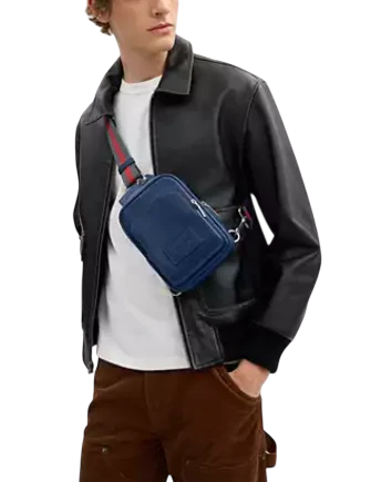 Coach Racer Sling Pack With Varsity Stripe Webbing Deep Blue 