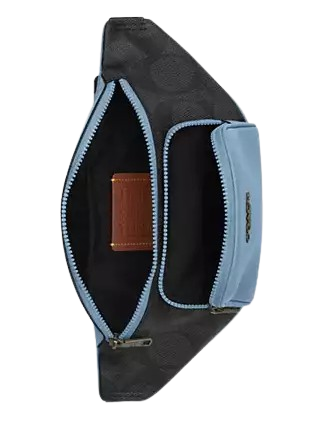 Coach Racer Small Belt Bag In Maxi Signature Canvas Charcoal Pool 