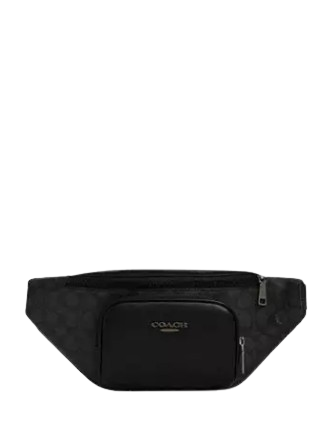 Coach Racer Small Belt Bag In Signature Canvas Charcoal Black