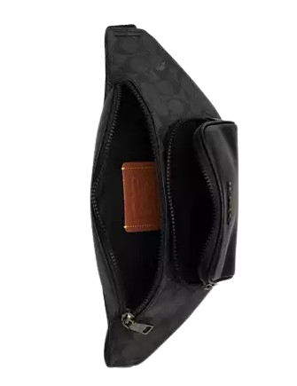 Coach Racer Small Belt Bag In Signature Canvas Charcoal Black