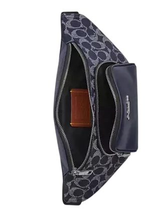 Coach Racer Small Belt Bag In Signature Canvas Denim Chalk