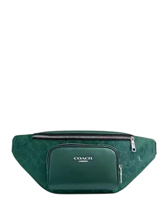 Coach Racer Small Belt Bag In Signature Canvas Sea Green