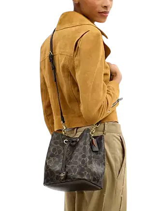 Coach Rowan Bucket Bag In Loved Signature Canvas With Charms Brown