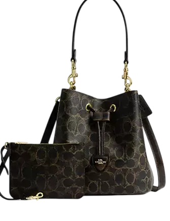 Coach Rowan Bucket Bag In Loved Signature Canvas With Charms Brown
