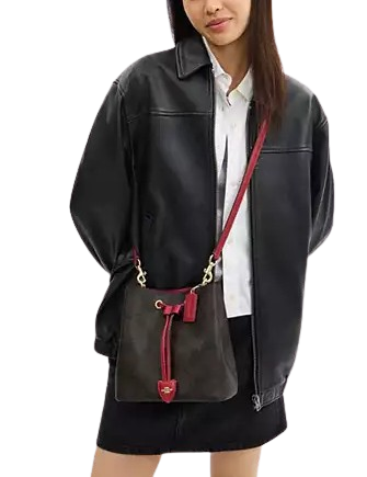 Coach Rowan Bucket Bag In Maxi Signature Canvas Walnut True Red
