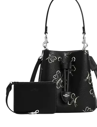Coach Rowan Bucket Bag With Butterfly Print Black