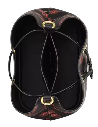 Coach Rowan Bucket Bag With Cherry Print Black