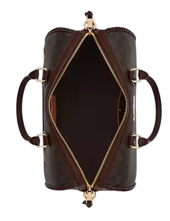 Coach Rowan Large Satchel Bag In Signature Canvas With Fringe Walnut Maple