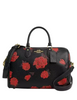 Coach Rowan Large Satchel Bag With Floral Print Black Red
