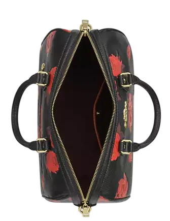 Coach Rowan Large Satchel Bag With Floral Print Black Red