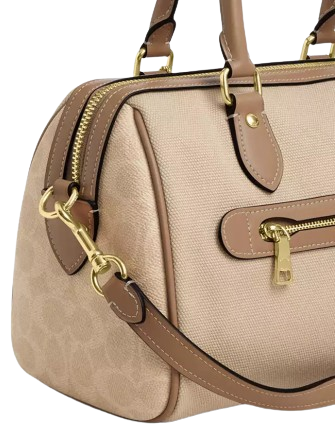 Coach Rowan Satchel Bag In Colorblock Dark Natural 
