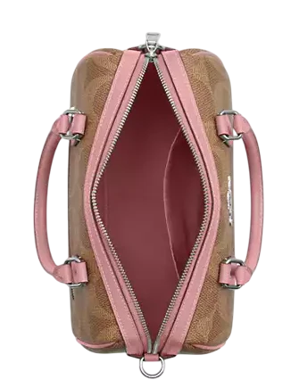 Coach Rowan Satchel Bag In Maxi Signature Canvas Tan Dusty Pink