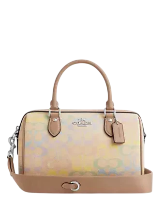 Coach Rowan Satchel Bag In Rainbow Signature Canvas