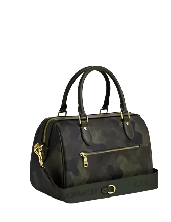 Coach Rowan Satchel Bag In Signature Camo Print Dark Cypress Multi
