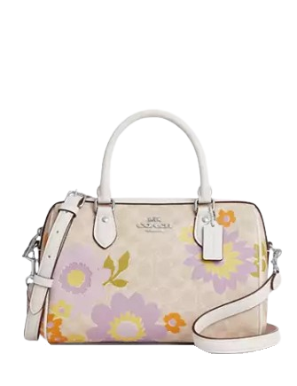Coach Rowan Satchel Bag In Signature Canvas With Floral