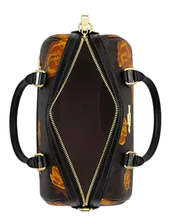 Coach Rowan Satchel Bag In Signature Canvas With Floral Print  Walnut Black 