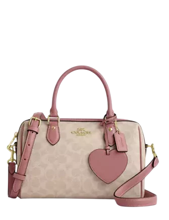 Coach Rowan Satchel Bag In Signature Canvas With Heart Charm