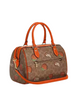 Coach Rowan Satchel Bag In Signature Canvas With Orange Print Tan