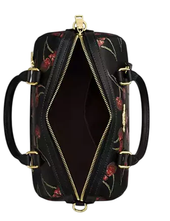 Coach Rowan Satchel Bag With Cherry Print Black