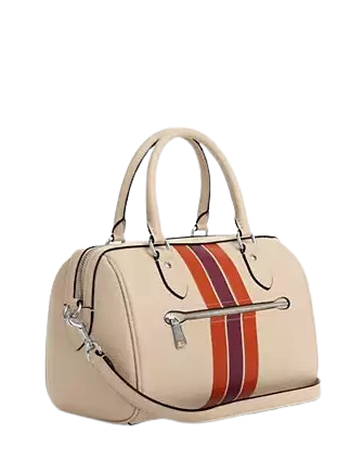 Coach Rowan Satchel Bag With Stripe Ivory