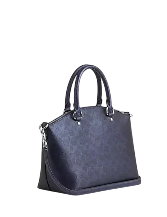 Coach Sadie Satchel Bag In Signature Canvas Blue Navy
