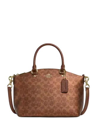 Coach Sadie Satchel Bag In Signature Canvas Brown Copper