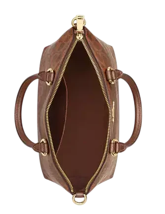 Coach Sadie Satchel Bag In Signature Canvas Brown Copper