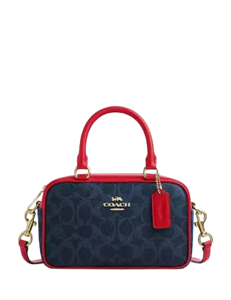 Coach Satchel Crossbody Bag In Signature Canvas Denim Bold Red