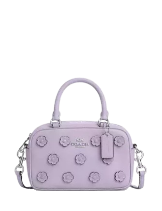 Coach Satchel Crossbody Bag With Floral Applique Lilac