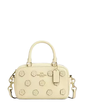 Coach Satchel Crossbody Bag With Floral Applique Moonlight
