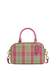 Coach Satchel Crossbody Bag With Plaid Print Pink