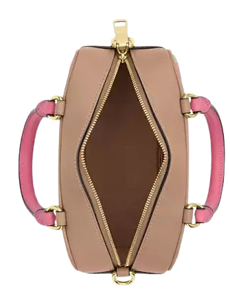 Coach Satchel Crossbody Bag With Plaid Print Pink