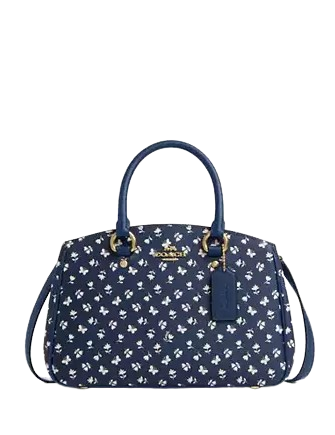 Coach Savannah Small Carryall Bag With Floral Print Deep Blue