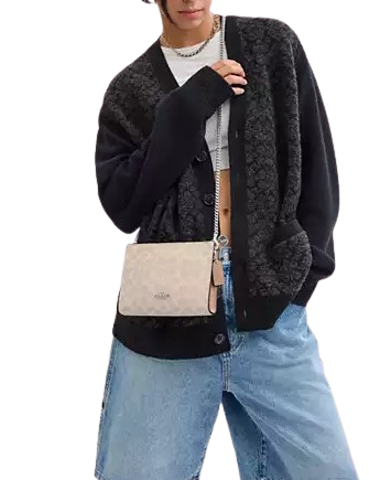 Coach Slim Crossbody Bag In Signature Canvas Sand Taupe