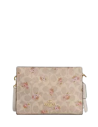 Coach Slim Crossbody Bag In Signature Canvas With Floral Print Sand