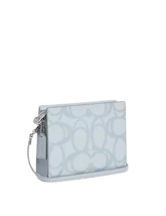 Coach Slim Crossbody Bag In Sketch Signature Canvas Ice Blue 