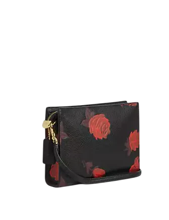 Coach Slim Crossbody Bag With Floral Print Black Red