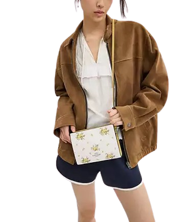 Coach Slim Crossbody Bag With Floral Print Chalk