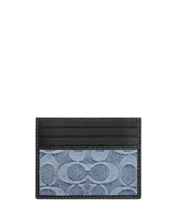 Coach Slim Id Card Case In Loved Signature Denim Light Indigo