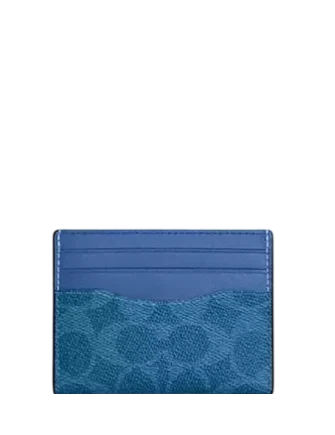 Coach Slim Id Card Case In Signature Canvas Blue Aqua