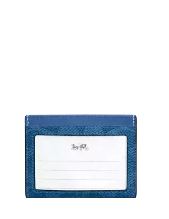 Coach Slim Id Card Case In Signature Canvas Blue Aqua