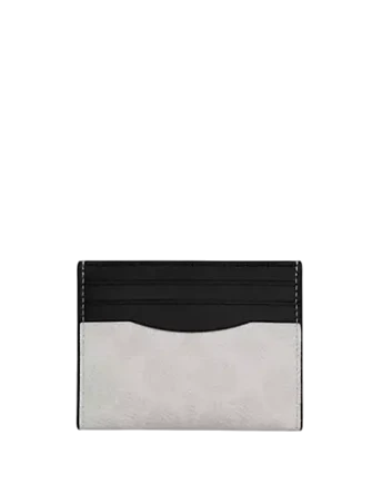 Coach Slim Id Card Case In Signature Canvas Chalk Black
