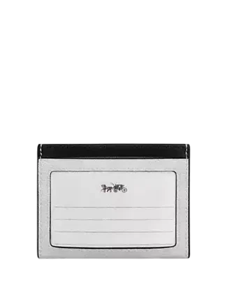 Coach Slim Id Card Case In Signature Canvas Chalk Black
