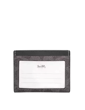 Coach Slim Id Card Case In Signature Canvas Grey Charcoal