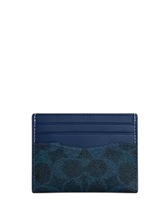 Coach Slim Id Card Case In Signature Canvas Ink Blue 