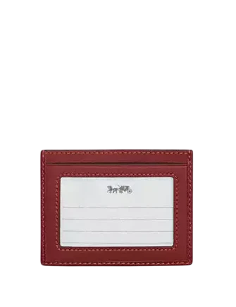 Coach Slim Id Card Case In Signature Denim Ruby Red