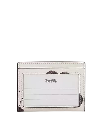 Coach Slim Id Card Case With Cherry Print Chalk